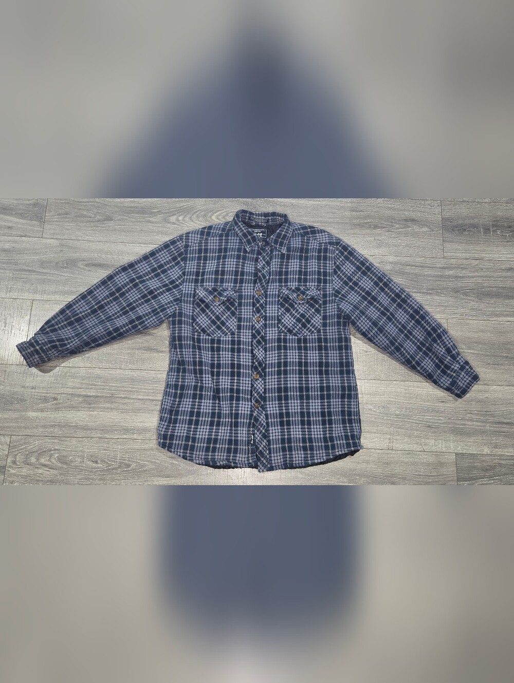 Levi Strauss Co Quilted Lined Plaid Flannel Shirt Jacket Men’s Medium Blue #396